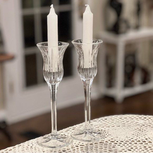 Vintage Mikasa Icicles Crystal Candlesticks Candle Holders Set Of 2 Germany - Picture 11 of 11